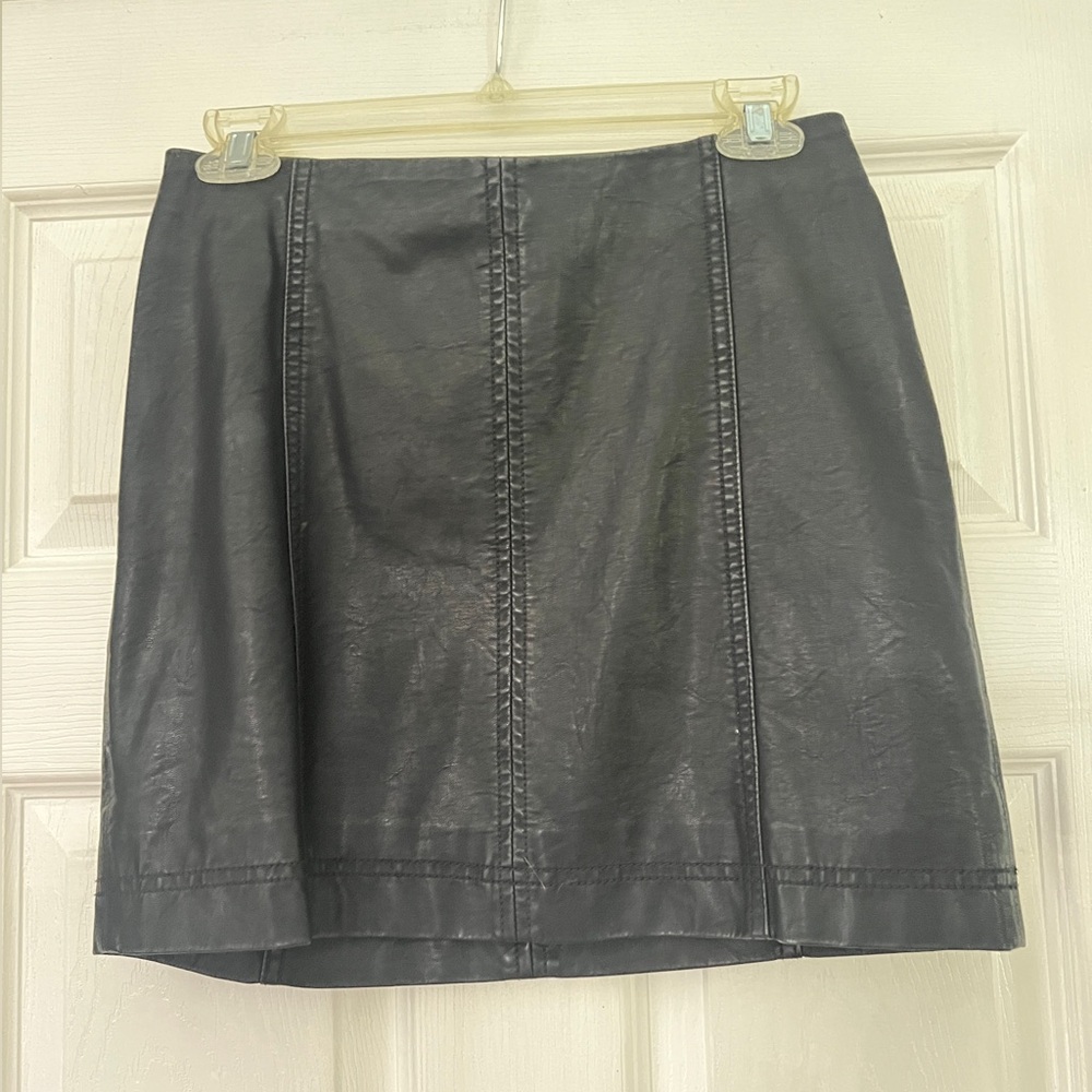 Free People Faux Black Leather Skirt